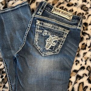 Rock Revival Women's Distressed Blue Boot Cut Jeans
